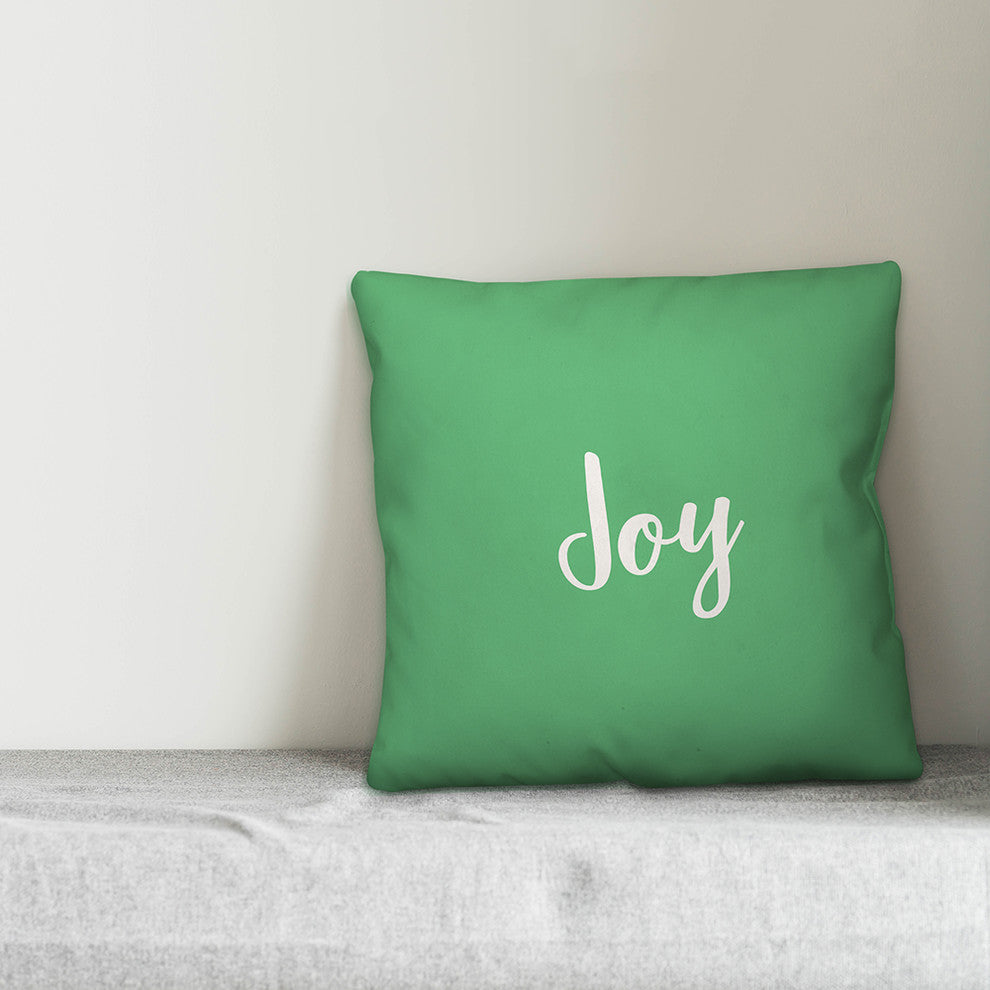 Joy, Light Green 18x18 Throw Pillow