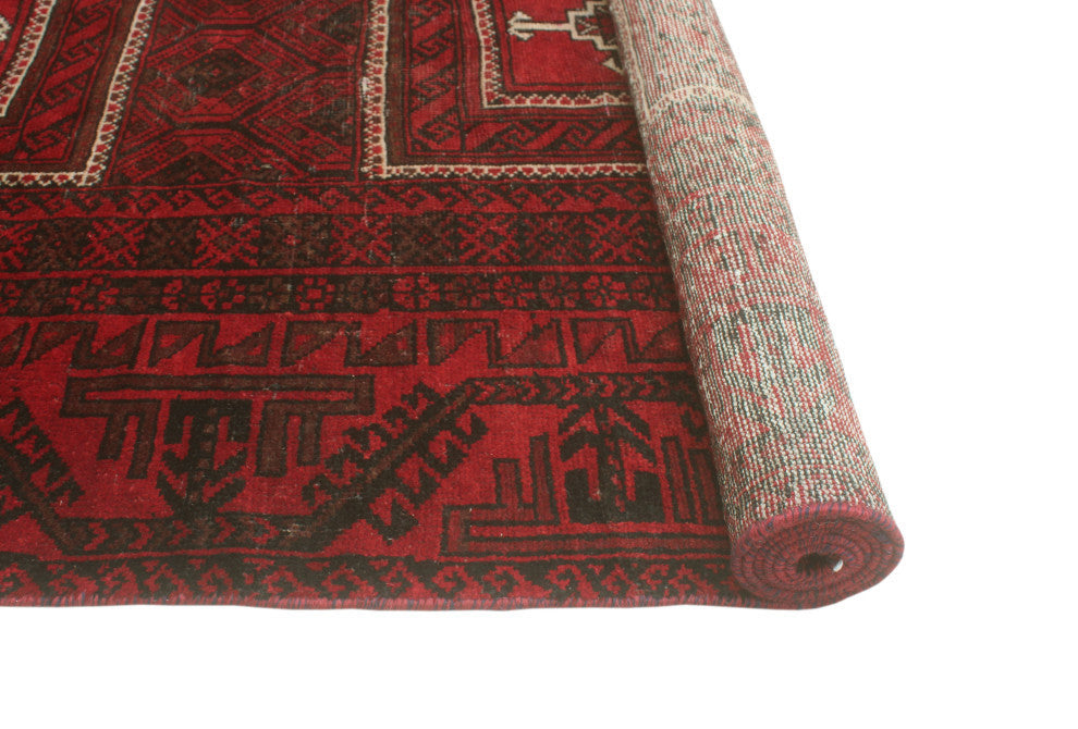 Fine Vintage Distressed Bebegula Red/Charcoal Rug, 3'10x7'0