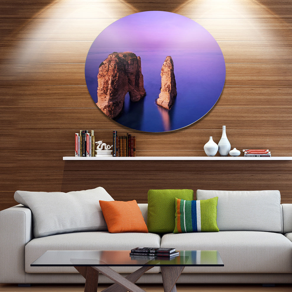 Rawsha Rock On Sunset, Seashore Disc Metal Artwork, 11"
