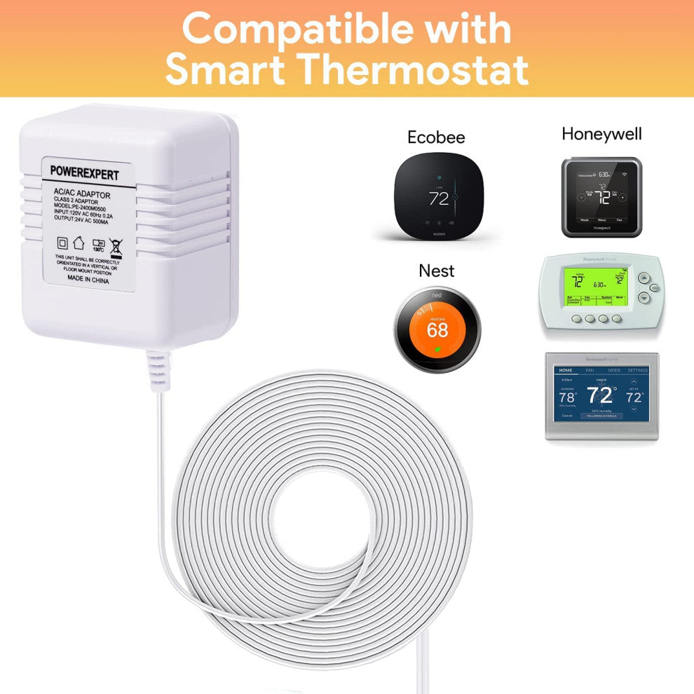 Thermostats 24 Volt Transformer C Wire Power Adapter for Nest, Ecobee, Honeywell