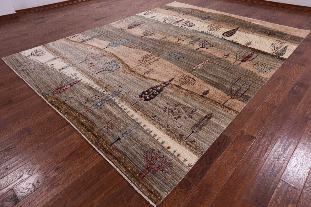 Hand Knotted Tribal Persian Gabbeh Rug 9' 1" X 12' 0" Q8167