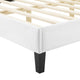 Tufted Platform Bed Frame, Full Size, Velvet, White, Modern Contemporary