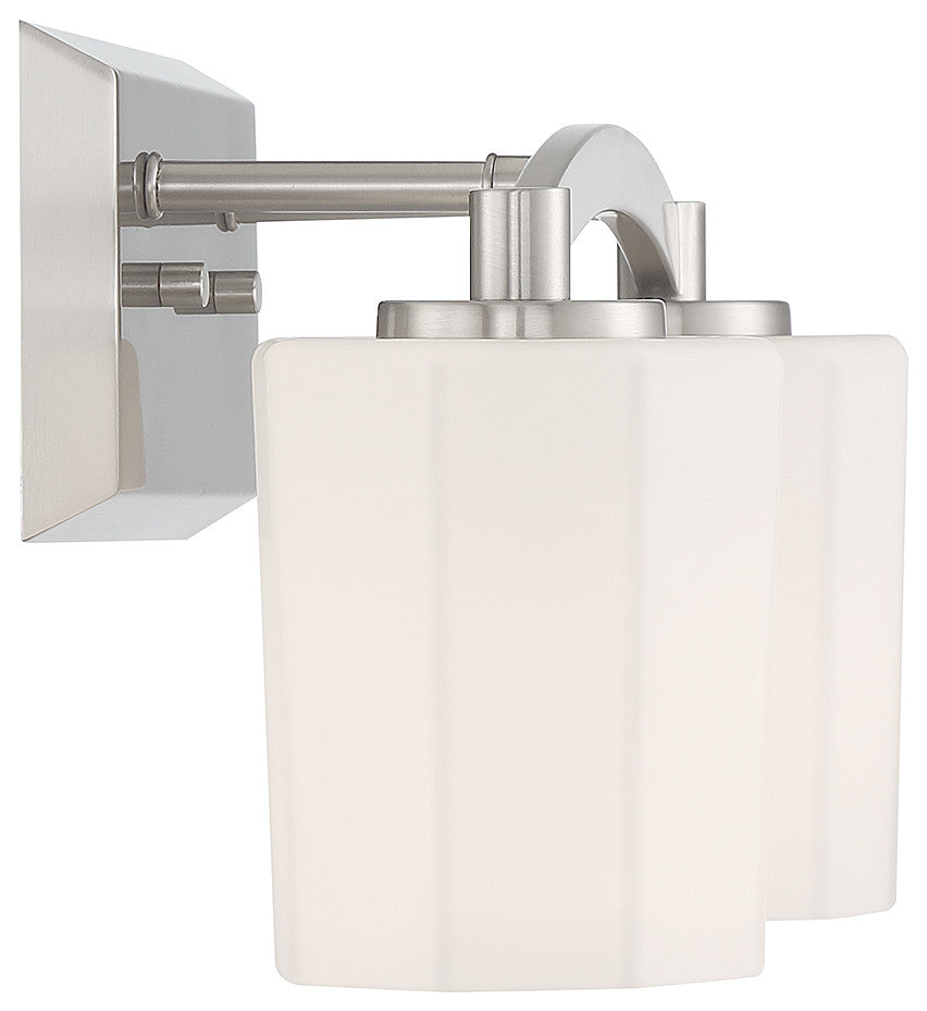 Whitney 2-Light Bathroom Vanity Light, Matte Black, Satin Nickel