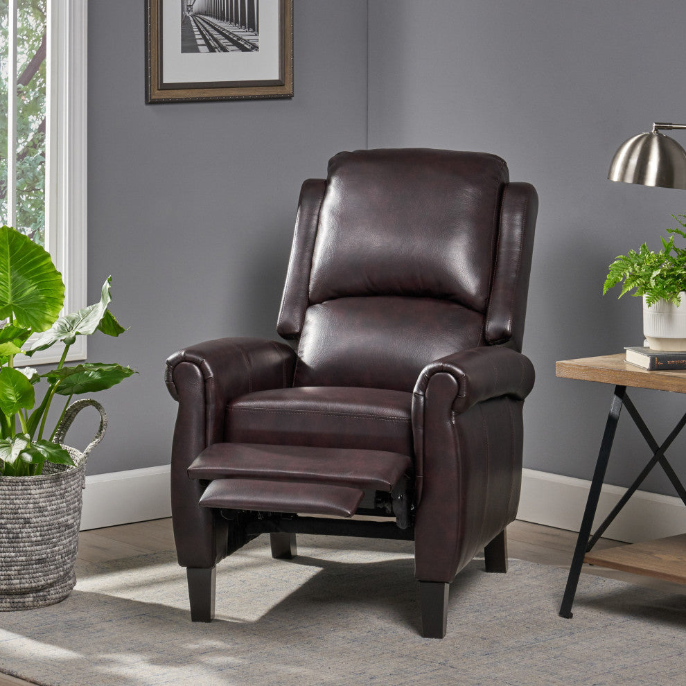 GDF Studio Memphis PU Leather Recliner, Burgundy