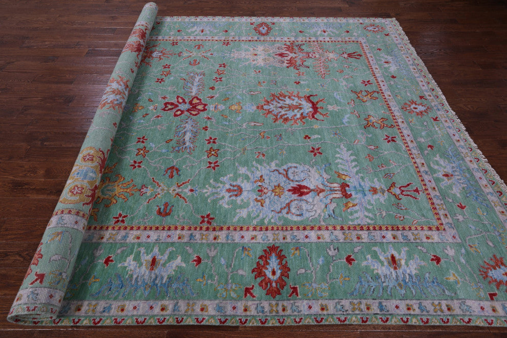 Turkish Oushak Handmade Wool Rug 9' 1" X 12' 1" - Q13379