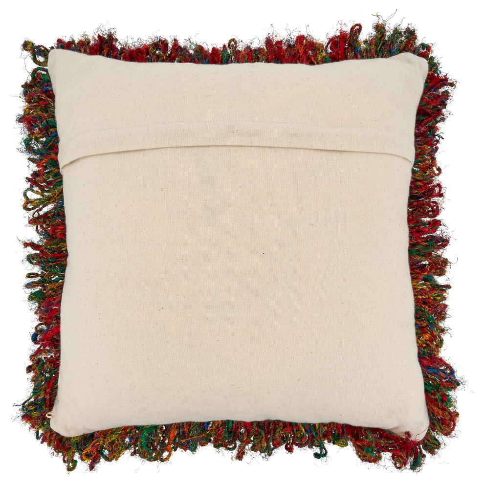 Throw Pillow Cover With Boho Circle Design, 20"x20", Multi