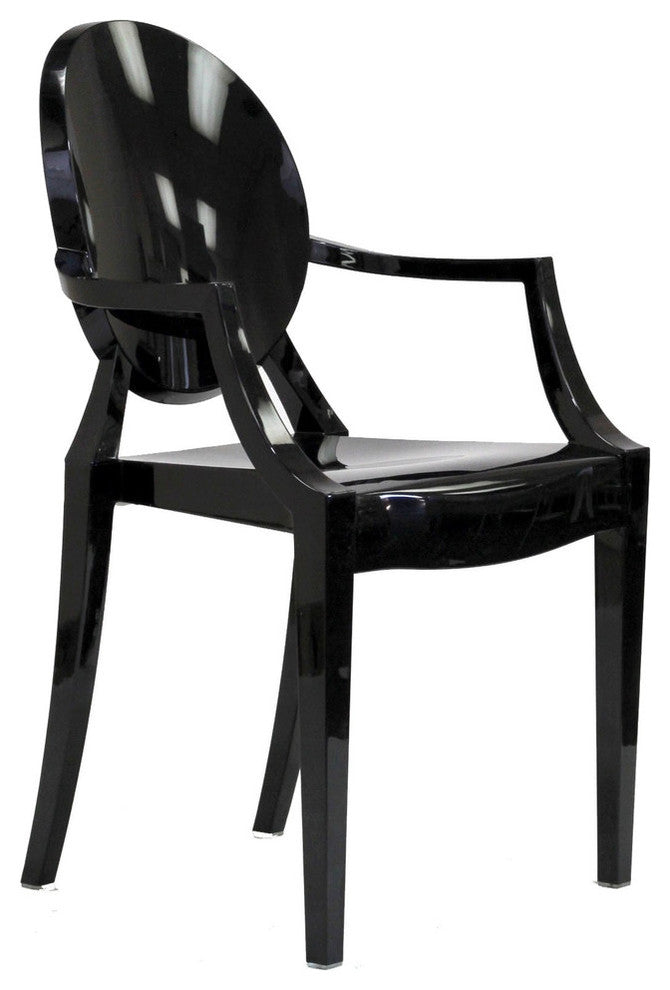 Modern Urban Living Room Clear Dining Armchairs Black Set of 2