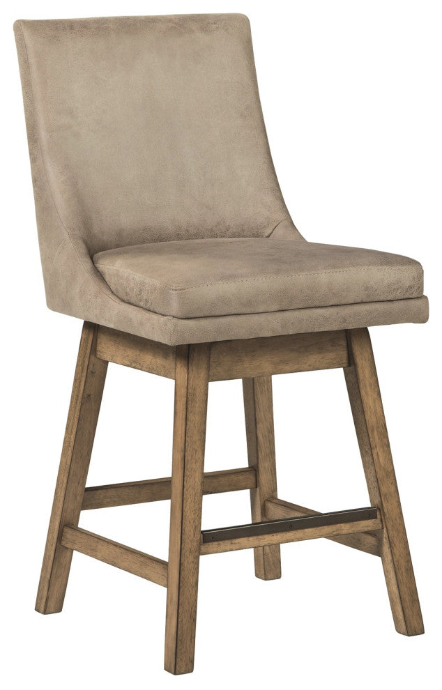 Benzara BM231381 39" Leatherette Padded Swivel Barstool, Set of 2, Beige