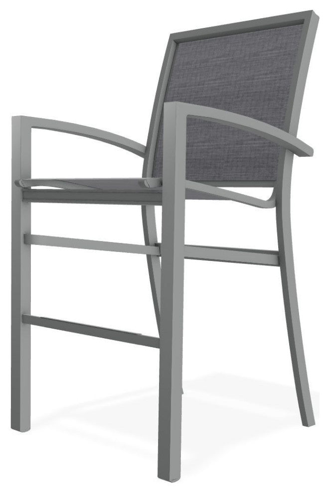 Kendall Sling Bar Height Stackable Outdoor Stool, Augustine Pewter/Graphite