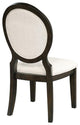 Upholstered Dining Chairs With Oval Back, Cream and Dark Cocoa, Set of 2