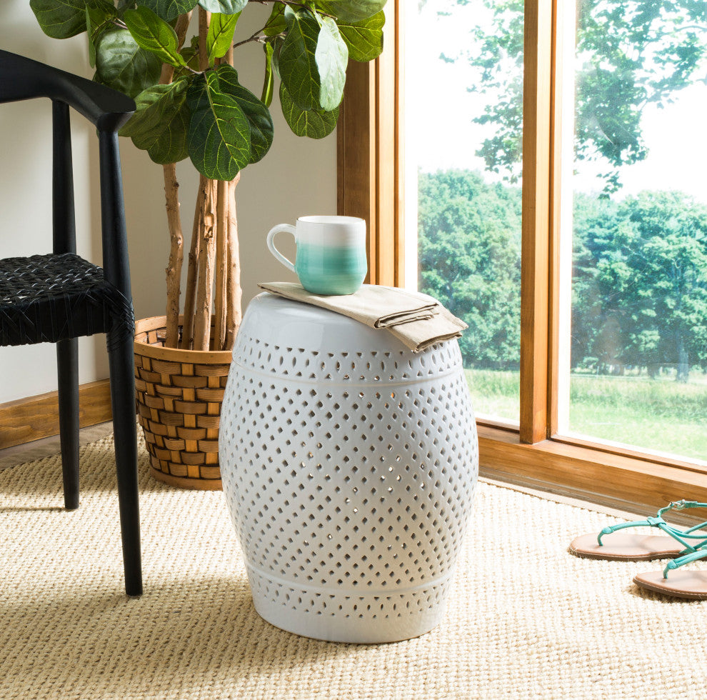 Safavieh Diamond Garden Stool, White