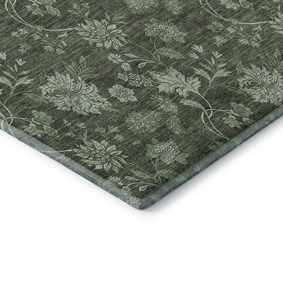 Premium Machine Washable Mayfield AMF680 Olive 2'3" x 7'6" Runner Rug