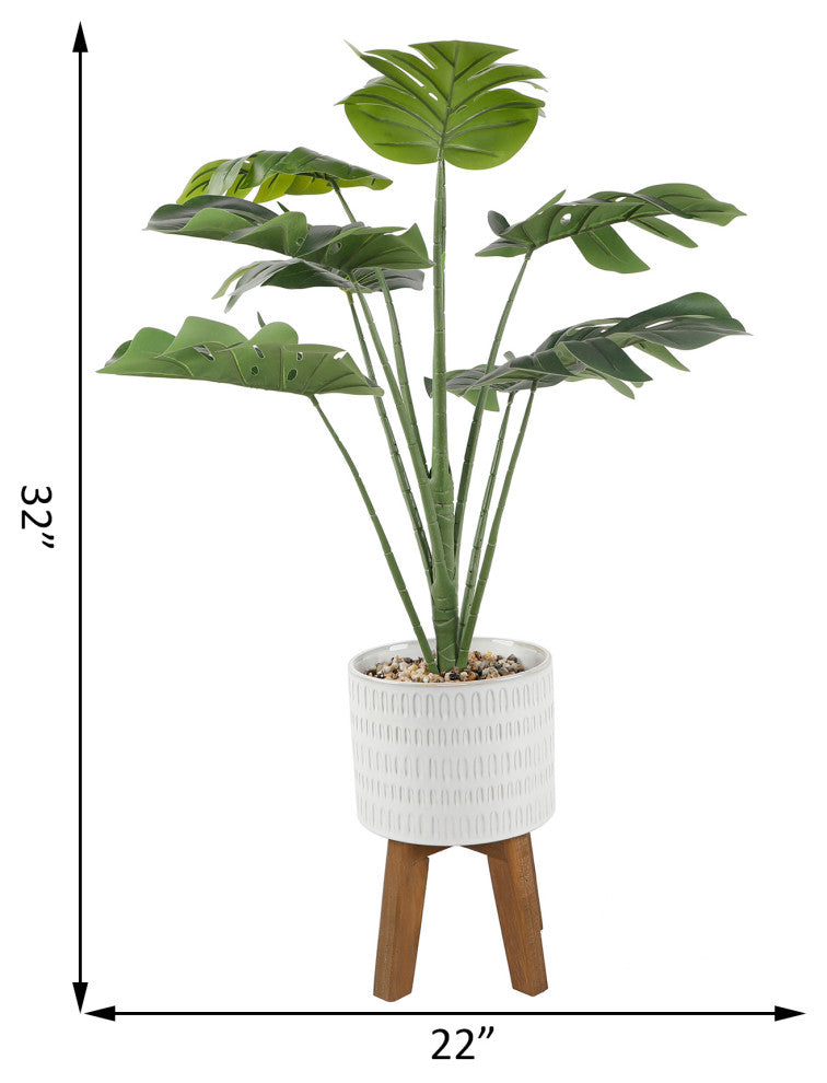32" Split-Leaf In 8" Raindrop On Stand