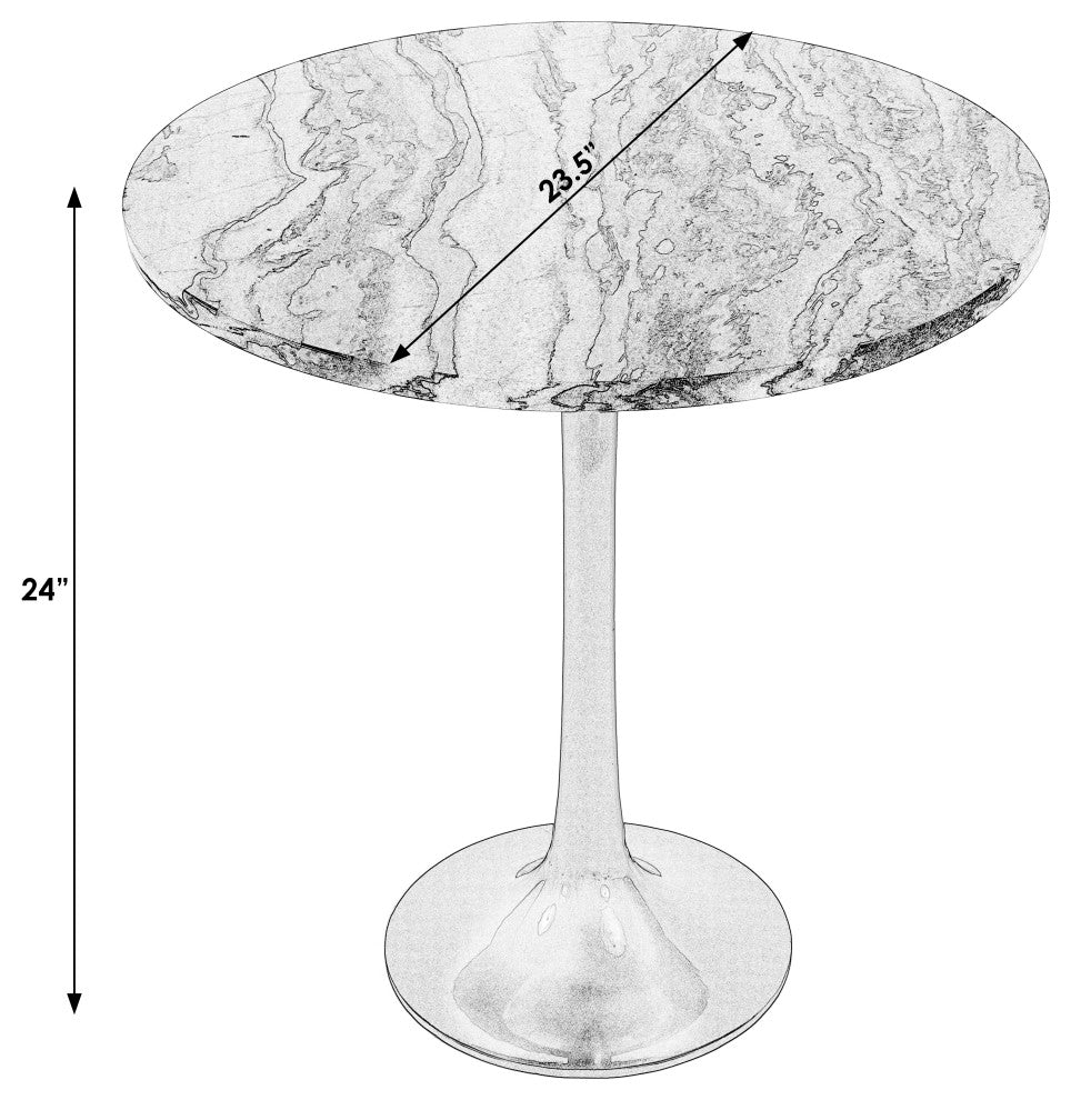 Paxton Round Genuine Marble Pedestal Accent Table