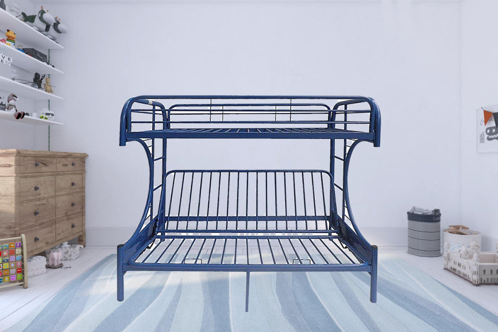 78"x41"x65" Twin Over Full Navy Metal Tube Futon Bunk Bed
