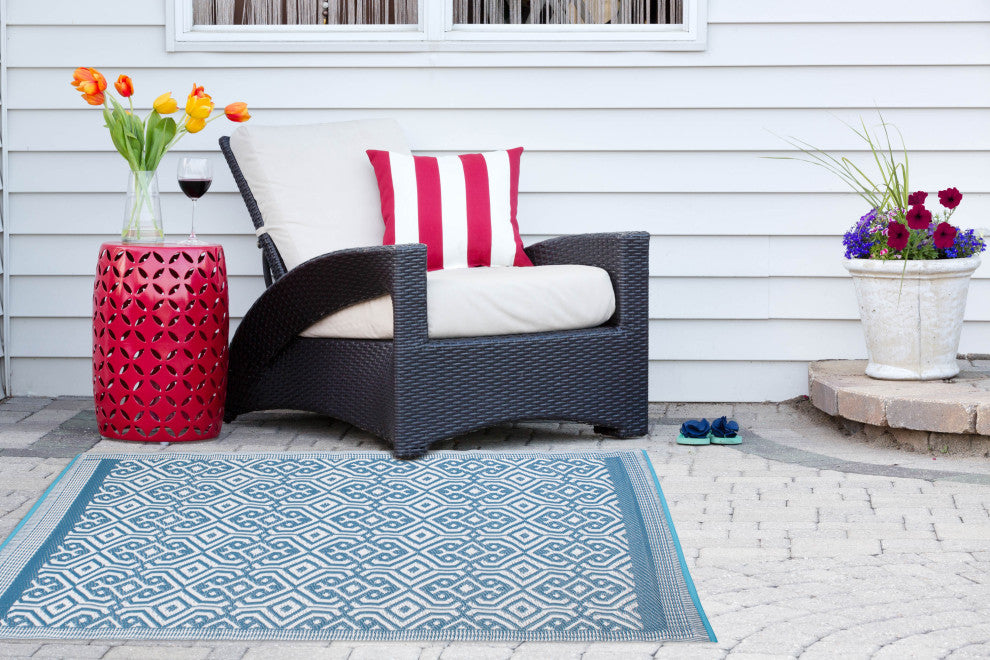 Blue Moroccan Outdoor Rug 4X6 Ft