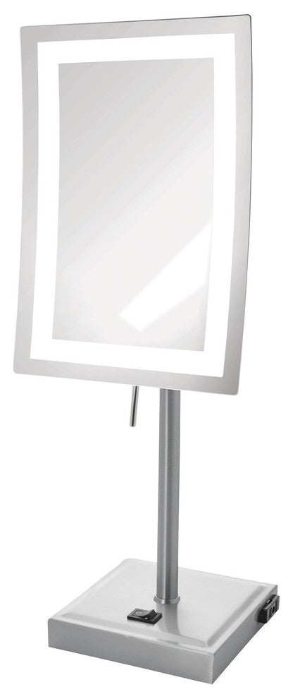 Jerdon 6.5"x9" LED Lighted Mirror, 5X Mag, Nickel