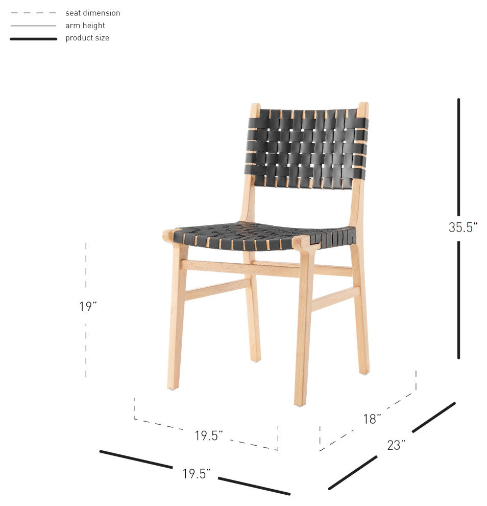 Marco PU Dining Side Chair in Black (Set of 2)