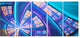 Blue Yellow Fractal Stained Glass, Abstract Canvas Art Print, 60"x28", 5 Panels