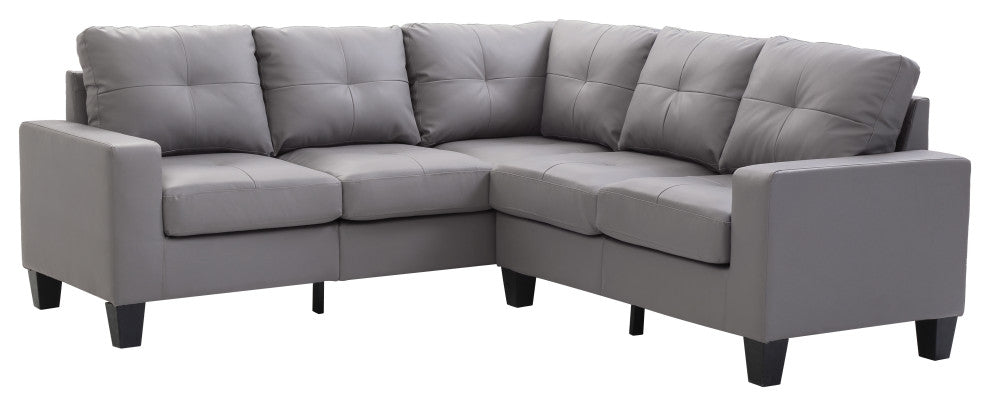 Kidd Sectional, Gray Faux Leather