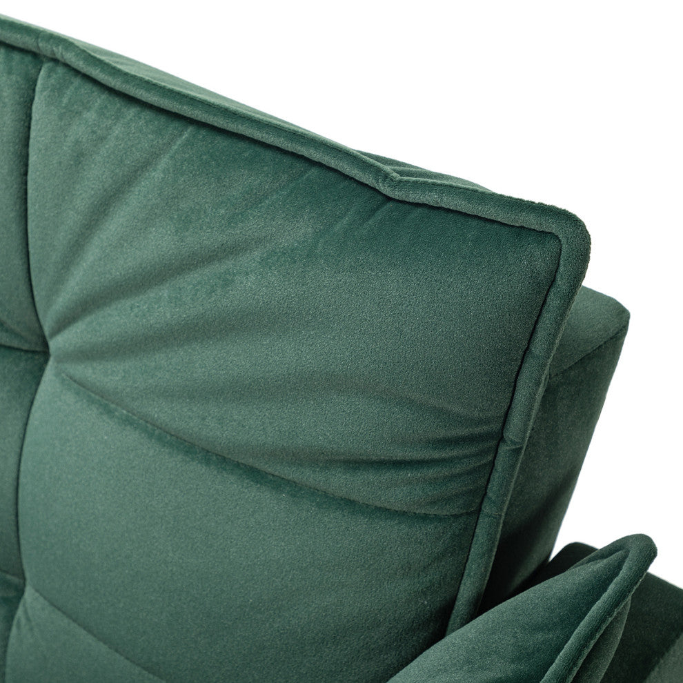 Contemporary Velvet Armchair Set of 2, Green