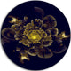 Golden Metallic Fractal Flower, Digital Art Disc Metal Artwork, 11"