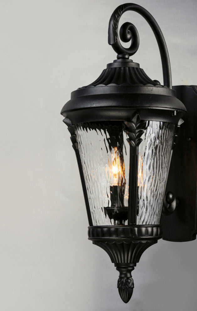 Maxim 3055 Sentry 3 Light 26" Tall Outdoor Wall Sconce - Black / Water Glass