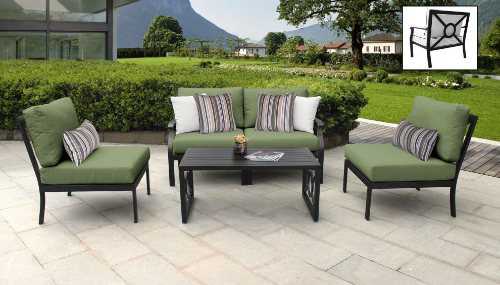 kathy ireland Madison Ave. 5 Piece Aluminum Patio Furniture Set 05d, Forest