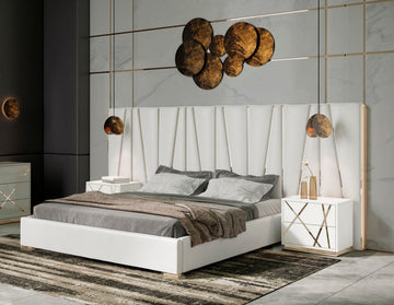 Modrest Nixa Modern White + Gold Bedroom Set, California King