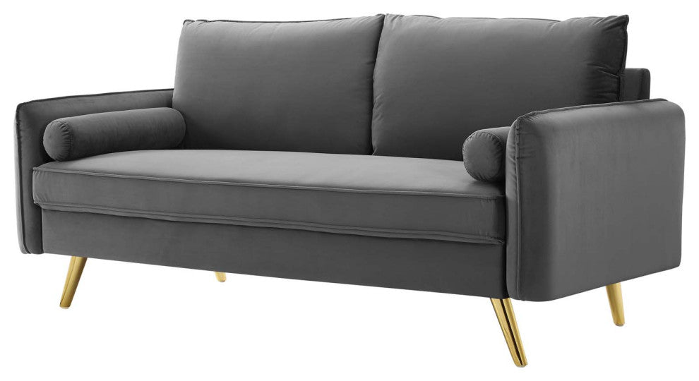 Sofa, Velvet, Grey Gray, Modern, Living Lounge Room Hotel Lobby Hospitality
