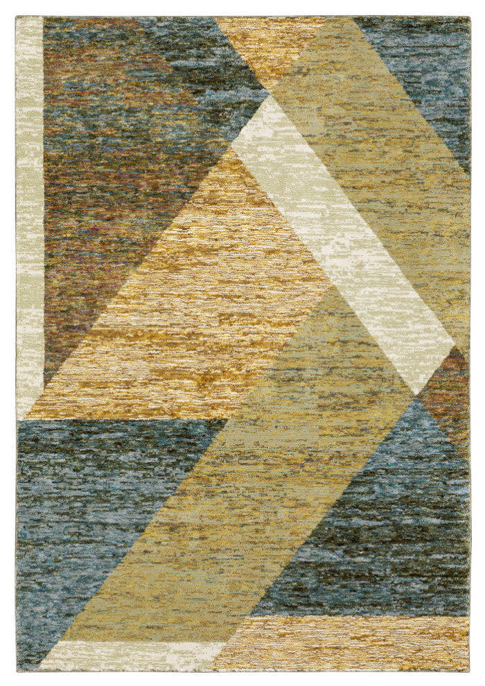 Sadie Angles Power-Loomed Area Rug, Gold/Blue, 10'x13'2"