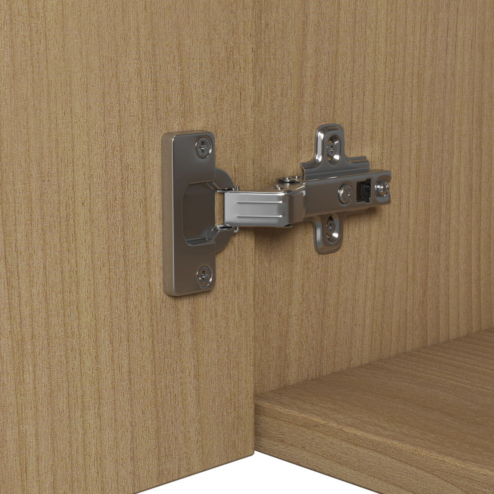 Wall Mounted Bath Vanity, Light Oak, Integrated Ceramic Sink, 36"