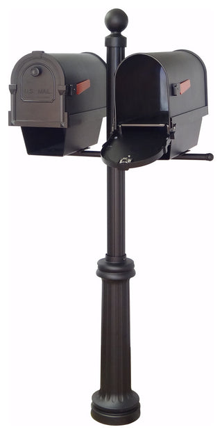 Savannah Mailboxes With Newspaper Tubes & Fresno Double Mount Mailbox Post