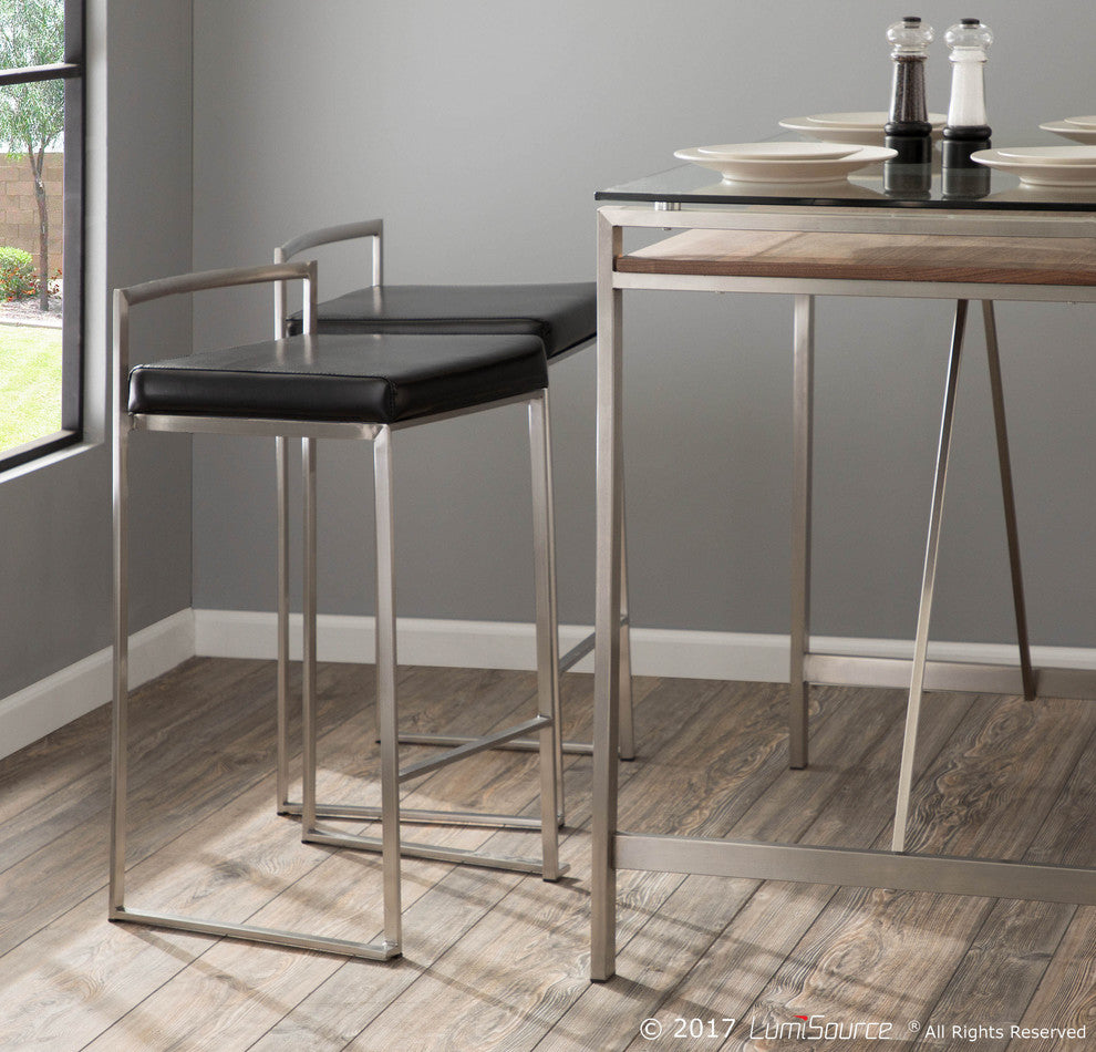 Lumisource Fuji Counter Stool, Set Of 2, Black