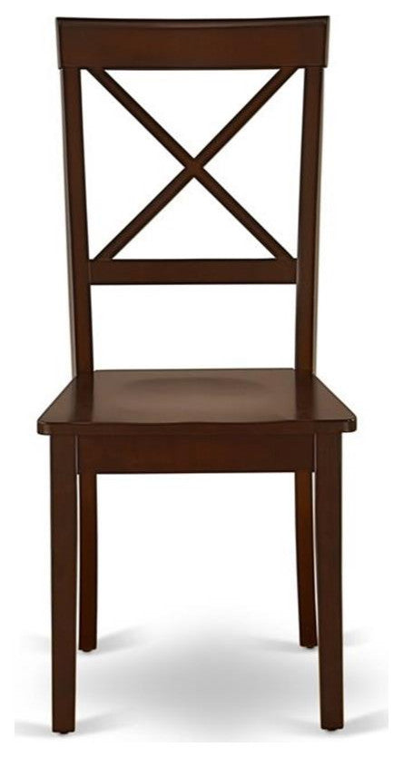 East West Furniture BOC-MAH-W Boston Dining Chairs - Cross Back Wood Seat Kitchen Chairs, Set of 2, Mahogany - Thumbnail 3