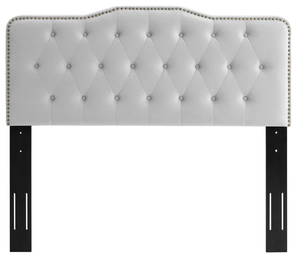 Sophia Tufted Performance Velvet Twin Headboard Light Gray
