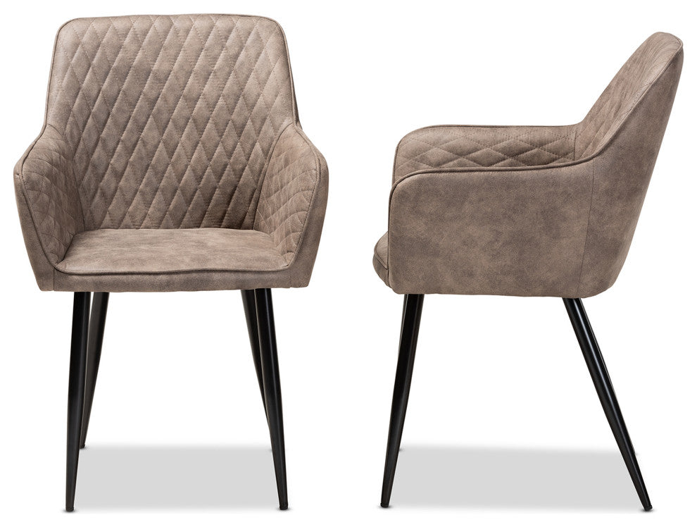 Chataway Gray and Brown Imitation Leather 2-Piece Metal Dining Chair Set
