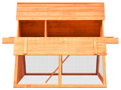 vidaXL Rabbit Hutch 2-Tier Bunny Cage with Pull Out Tray and Ramp Solid Wood