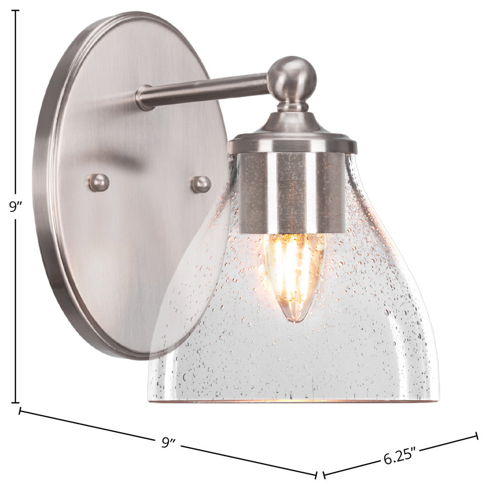 Capri 1-Light Wall Sconce, Brushed Nickel/Clear Bubble