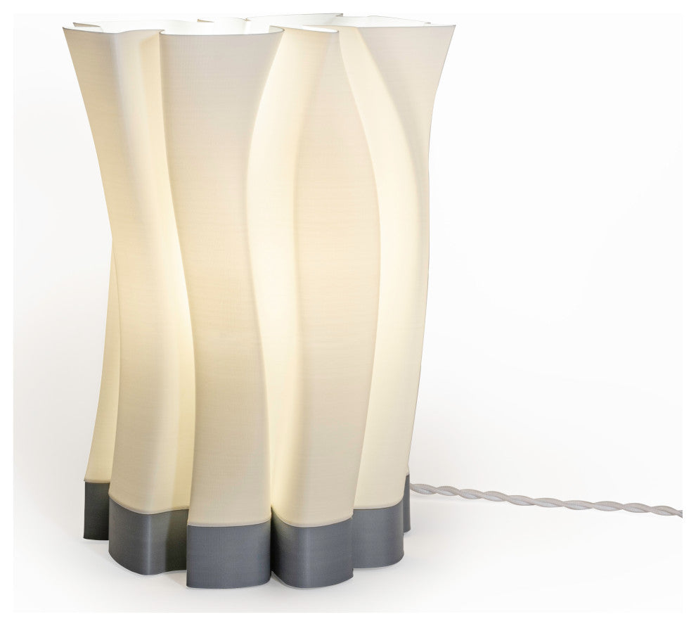 Flame 13.5" Bohemian Plant-Based PLA Dimmable LED Table Lamp, White/Gray