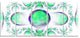 Green Exotic Pattern on White, Abstract Art on Canvas, 60"x28", 5 Panels
