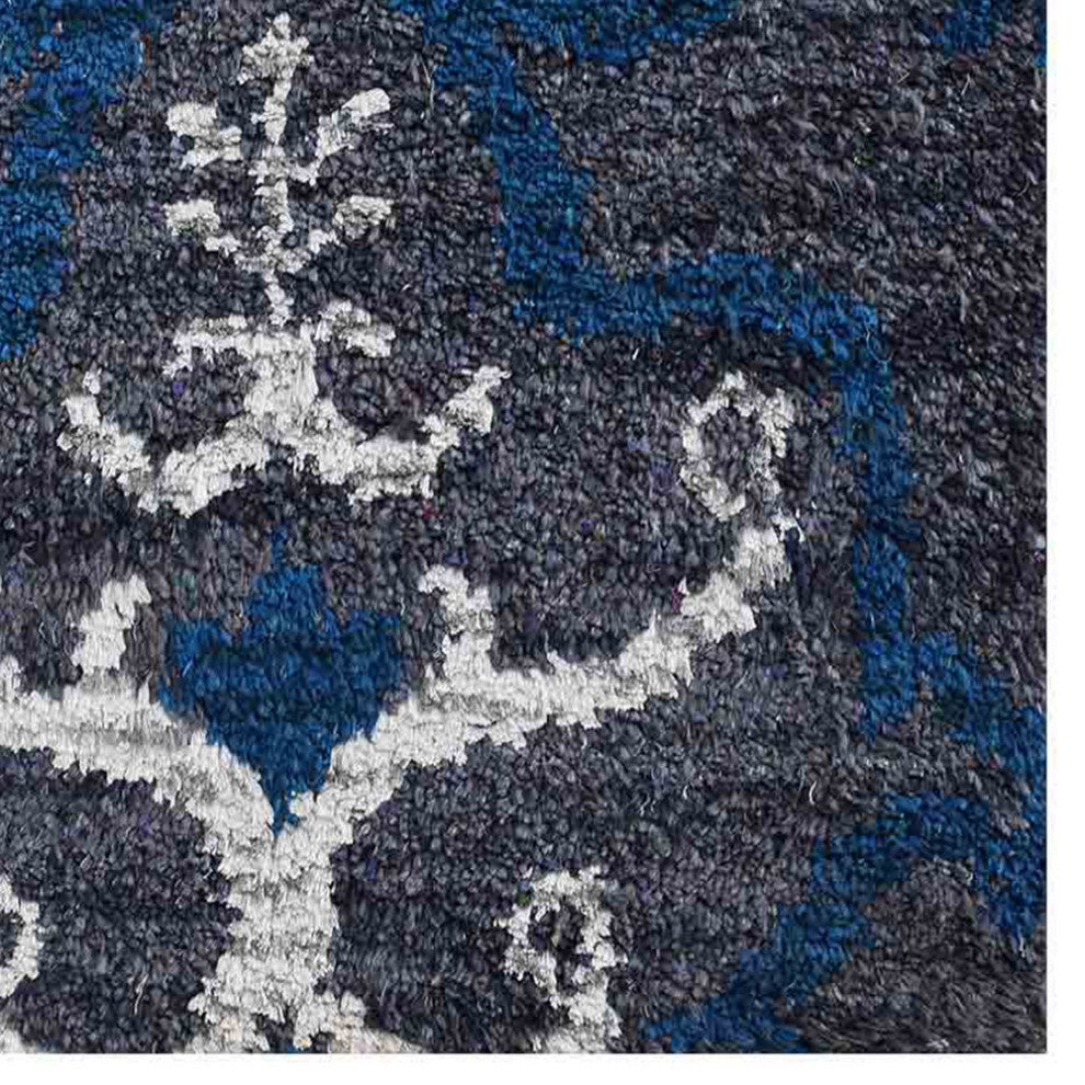 Hand Knotted Silk Area Rug Contemporary Gray White