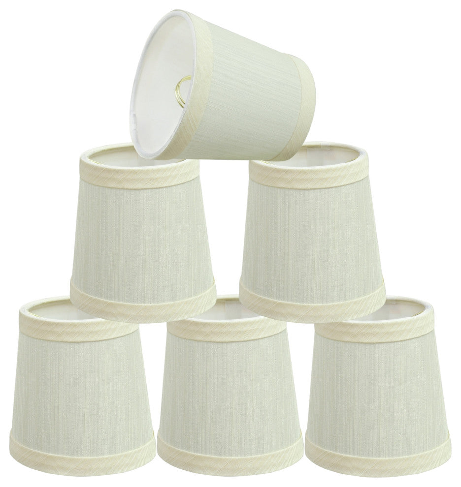32711-6 Small Hardback Empire Chandelier Clip On Lamp Shade Eggshell 3"x4"x4"