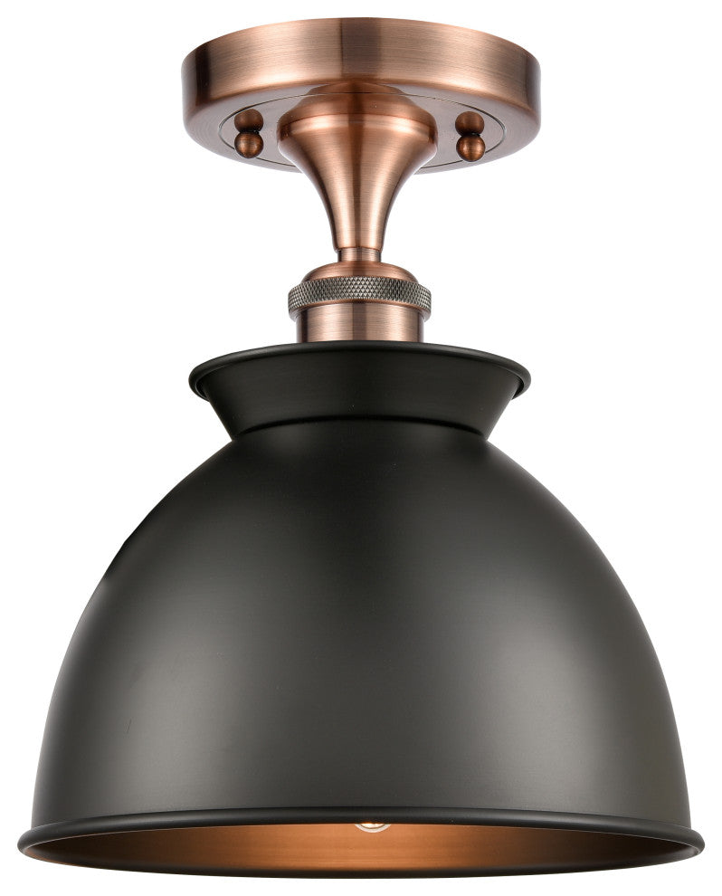 Innovations 516-1C-AC-M14-BK-LED 1 Light Semi-Flush Mount, Antique Copper