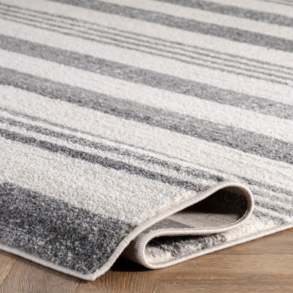 Nuloom Contemporary Geometric Parallels Rug, Grey 5'3"Round