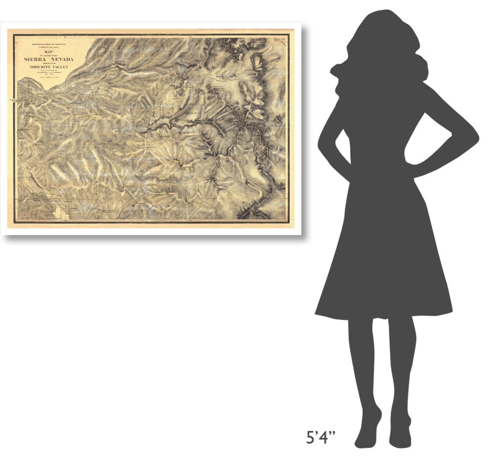 "Sierra Nevada adjacent to the Yosemite Valley, 1869" Paper Art, 46"x33"