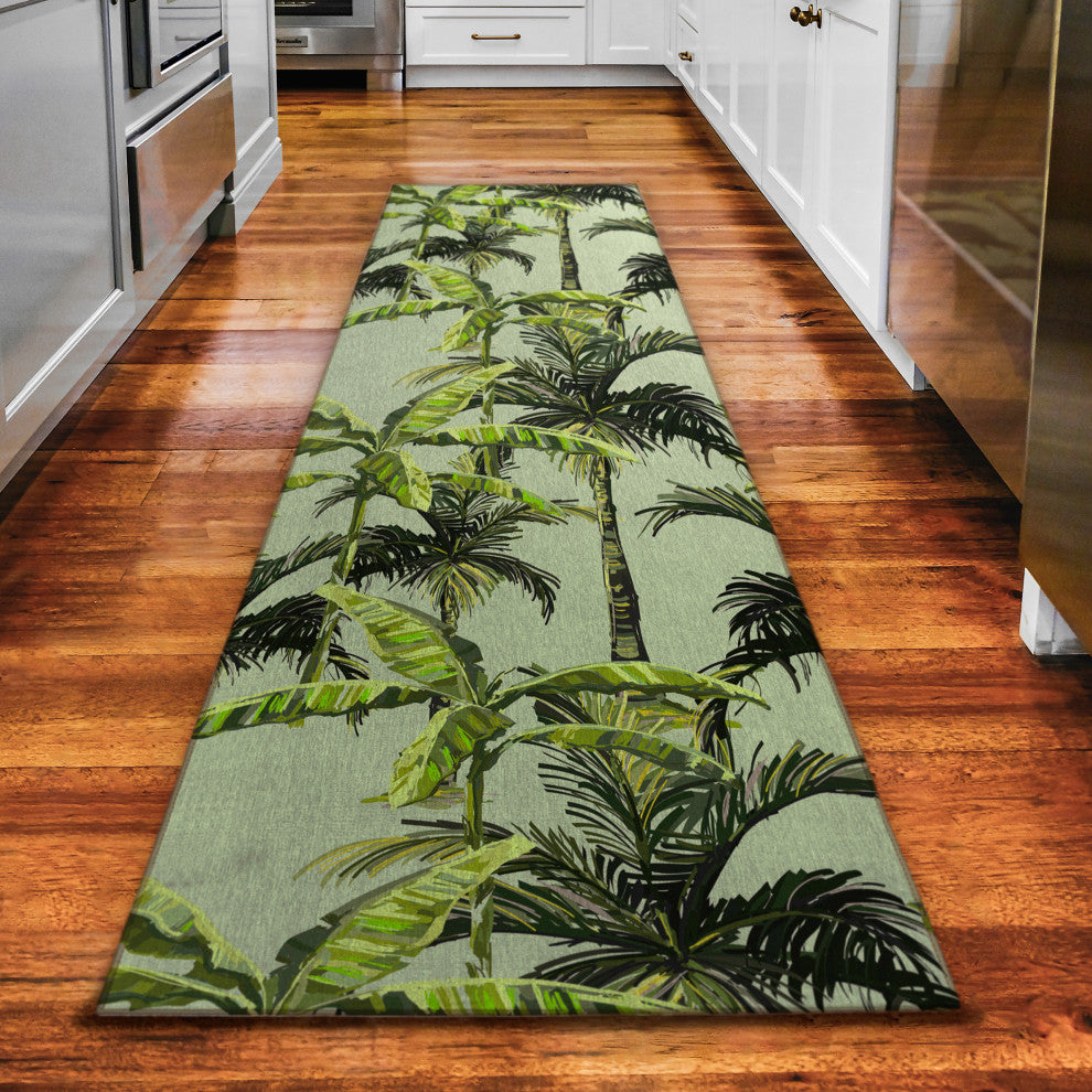 Indoor/Outdoor Tropics TC10 Aloe Machine Washable 2'3" x 7'6" Runner Rug