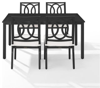 Crosley Furniture Chambers 5-Piece Steel Metal Outdoor Dining Set in Cream/Black