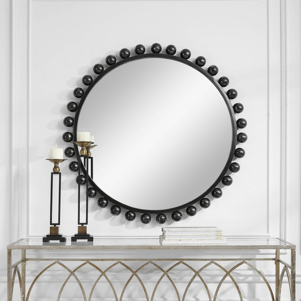 Uttermost Cyra Black Round Mirror 09694