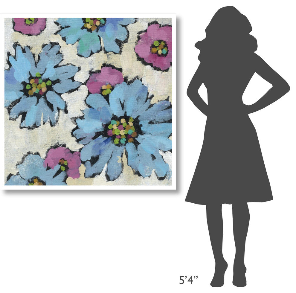 "Graphic Pink and Blue Floral II" Paper Print by Silvia Vassileva, 42"x42"